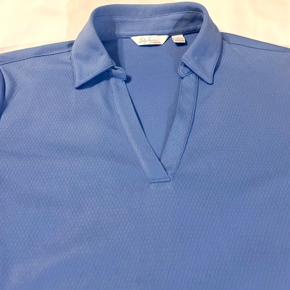 Lady Hagen Collared Long Sleeve Hydro Dri V-Neck Golf Polo - Picture 3 of 7